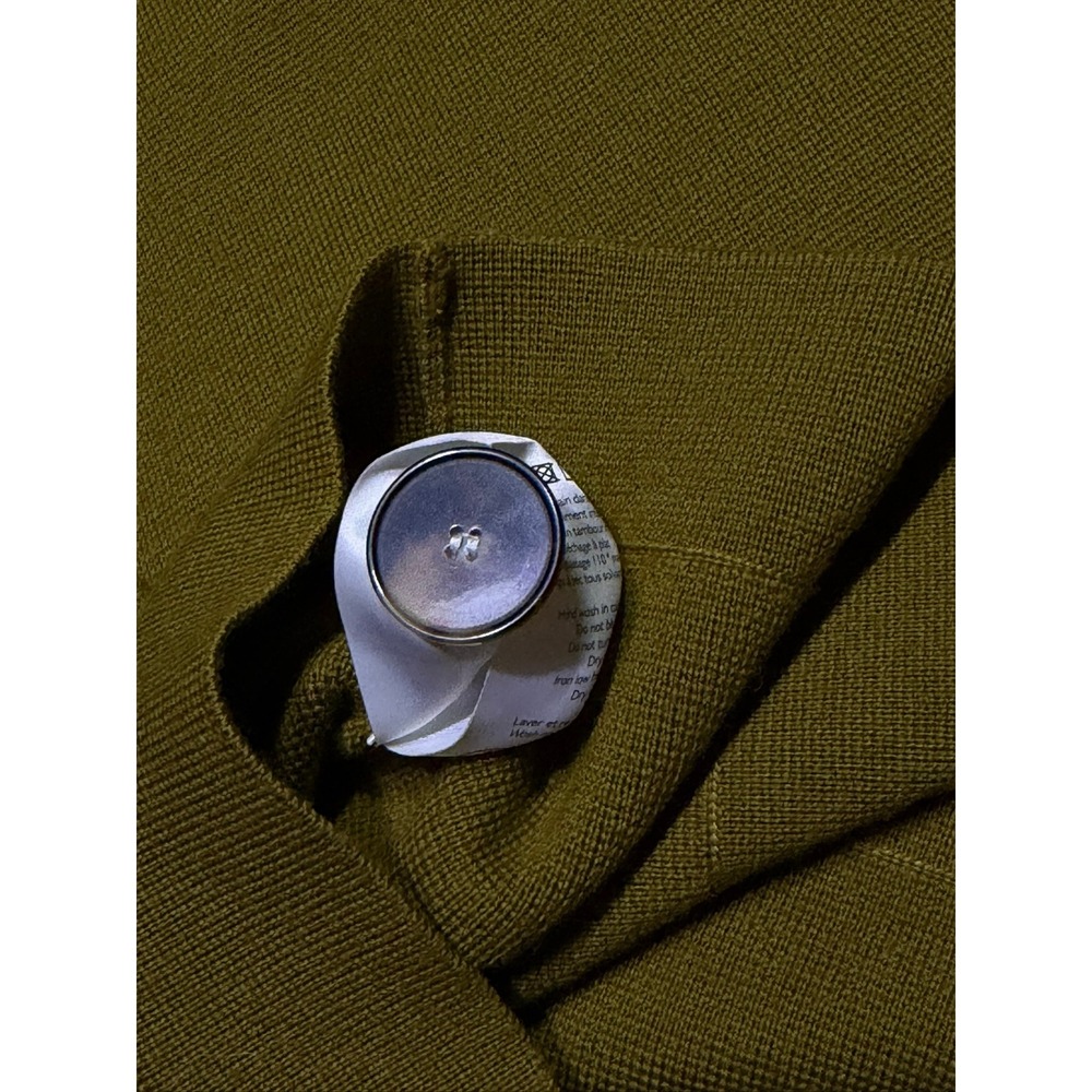 SEZANE Betty Cardigan Jacket Merino Wool Khaki Green Olive - Picture 9 of 11